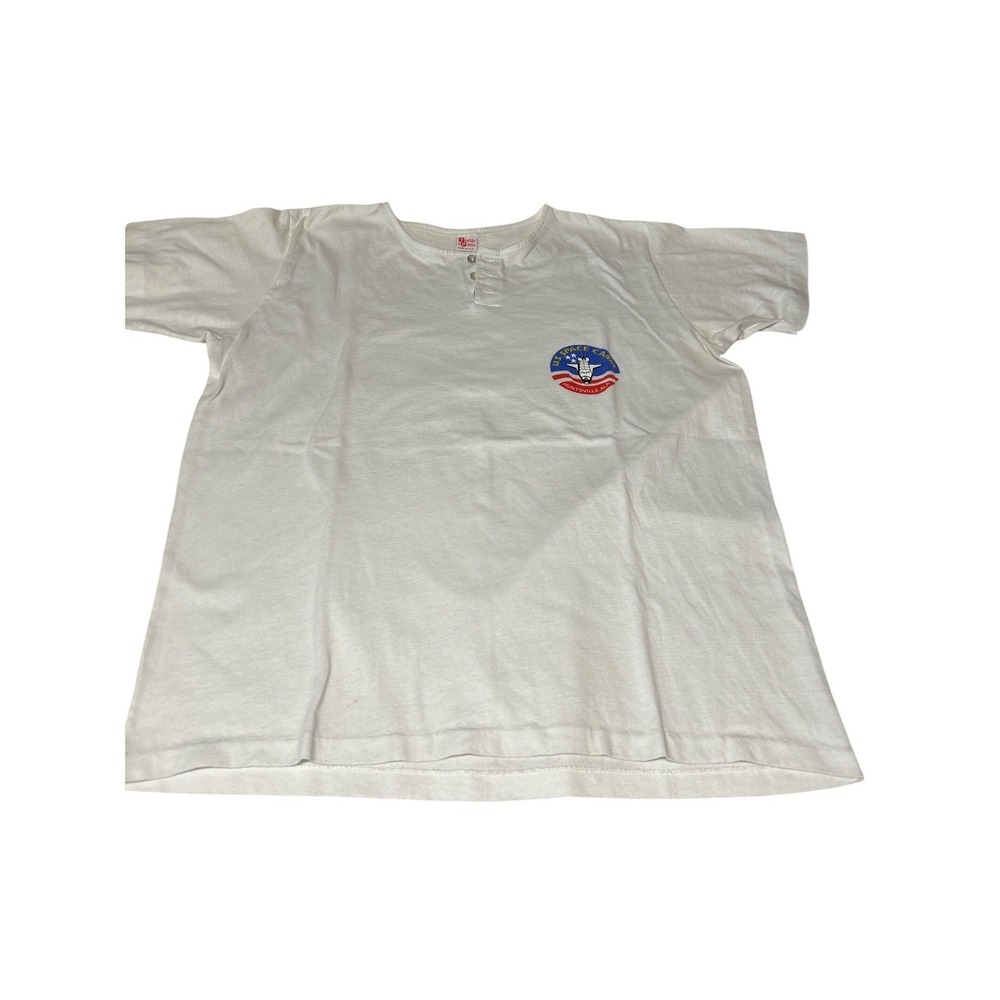 Vintage US Space Camp Huntsville AL‎ Graphic T Shirt Henly Button Tee X-Large